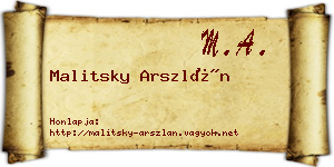 Malitsky Arszlán névjegykártya